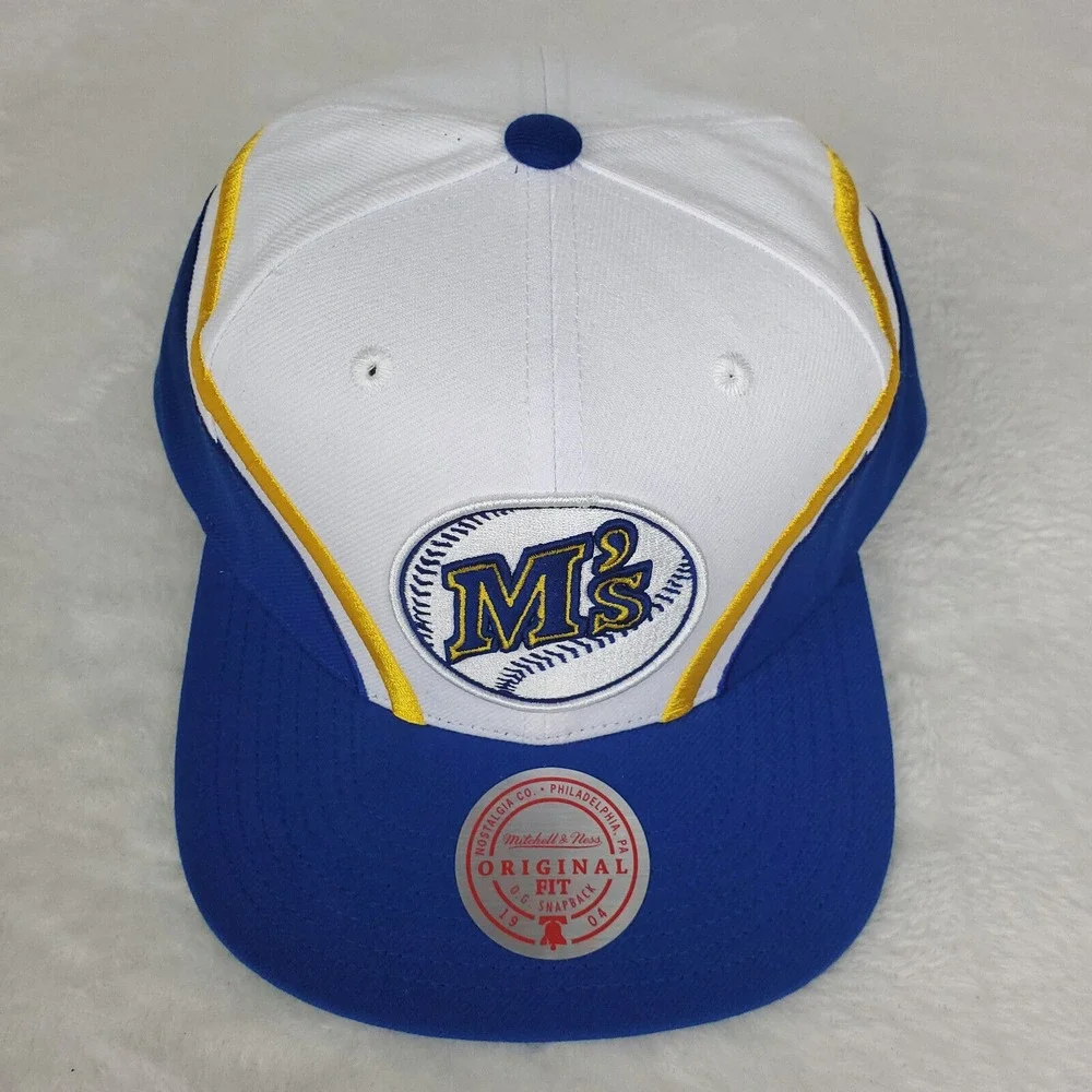 Seattle Mariners‎ Mitchell & Ness MLB Snapback Hat Cap 3D Logo Blue White NWT